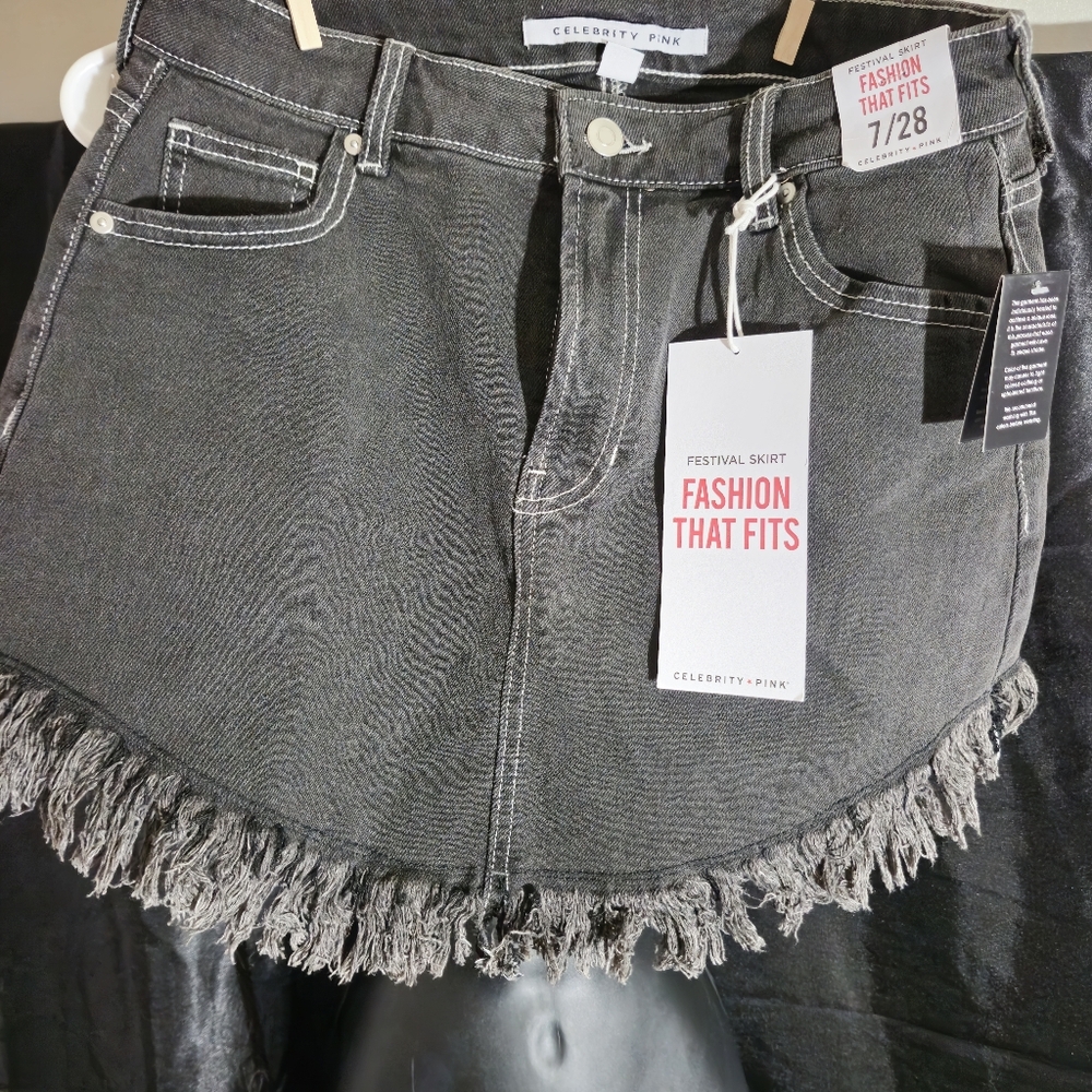 Celebrity Pink Charcoal Fringe Skirt